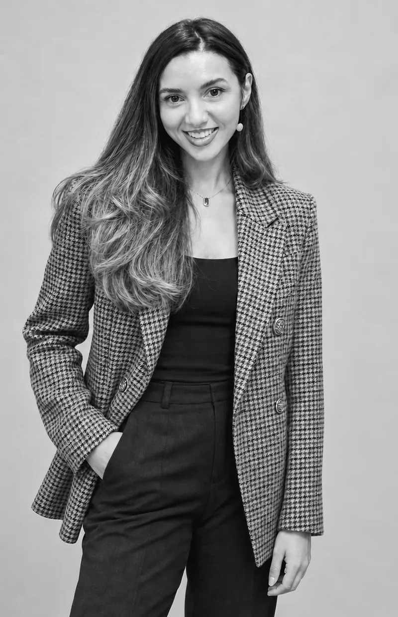 Black-and-white portrait of the studio's second photographer